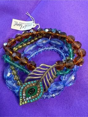Park Lane Peacock Bracelet Multicolor Beaded Crystal NWT $117